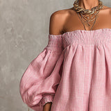 Violette - robe mini trapèze rose à manches lanterne pour femme - vue 4