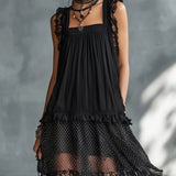 Pauline - robe mini transparente à pois et bordure en dentelle pour femme