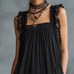 Pauline - robe mini transparente à pois et bordure en dentelle pour femme - vue 4