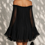 Océane - robe mini noire à manches cloche pour femme - vue 3