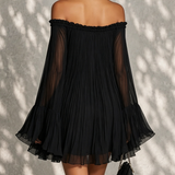 Océane - robe mini noire à manches cloche pour femme - vue 3