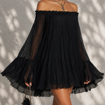 Océane - robe mini noire à manches cloche pour femme - vue 2