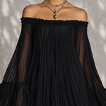 Océane - robe mini noire à manches cloche pour femme - vue 4