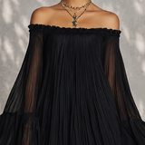 Océane - robe mini noire à manches cloche pour femme - vue 4