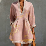 Ninon - robe mini en dentelle crochetée rose pour femme