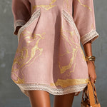 Ninon - robe mini en dentelle crochetée rose pour femme - vue 4