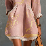 Ninon - robe mini en dentelle crochetée rose pour femme - vue 4