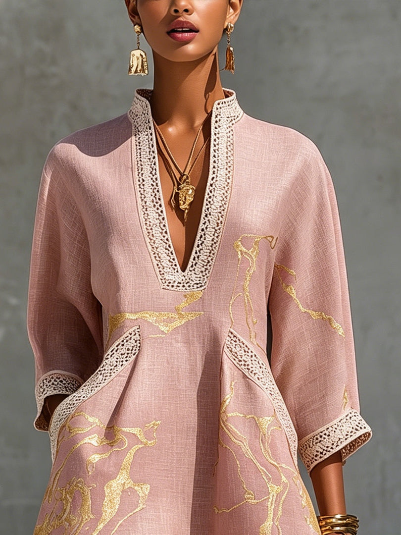 Ninon - robe mini en dentelle crochetée rose pour femme - vue 3