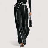 Nolia™ | Haut à col montant à manches longues blanc avec pantalon large et ceinture