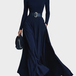 Kornelia - robe maxi en maille à col montant | AMORA MODE