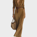 Odette - robe maxi en suédine à simple boutonnage et col, autre vue