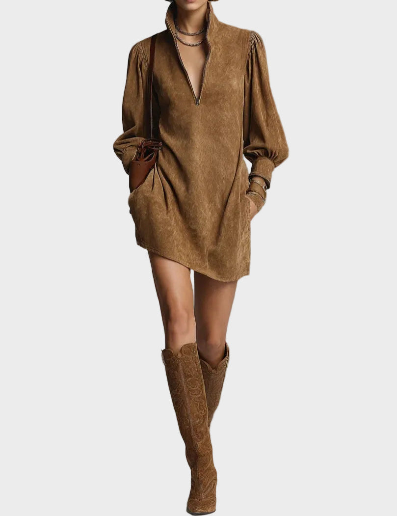 Georgette - robe mini à col roulé | AMORA MODE