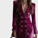 Vera : robe blazer maxi en velours, vue détaillée