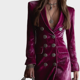 Vera : robe blazer maxi en velours, vue détaillée