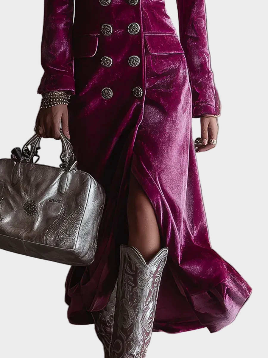 Vera - robe blazer maxi en velours, autre vue
