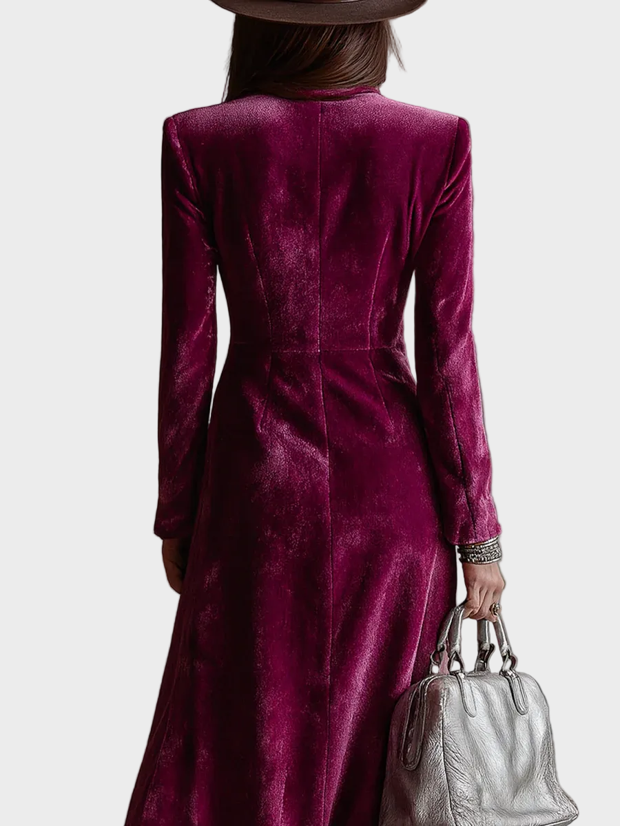 Vera : robe blazer maxi en velours, gros plan
