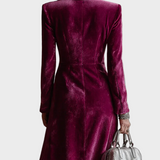 Vera : robe blazer maxi en velours, gros plan