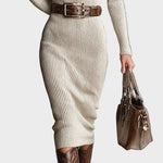 Gabriela - robe midi en maille à ceinture et col roulé, autre vue