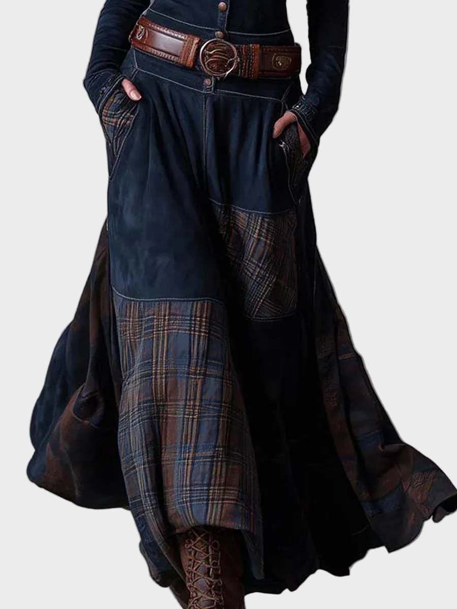 Helena - robe maxi en suédine bleu marine avec ceinture, autre vue