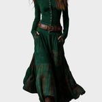 Helena - robe maxi en suédine bleu marine avec ceinture, autre vue