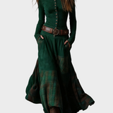 Helena - robe maxi en suédine bleu marine avec ceinture, autre vue