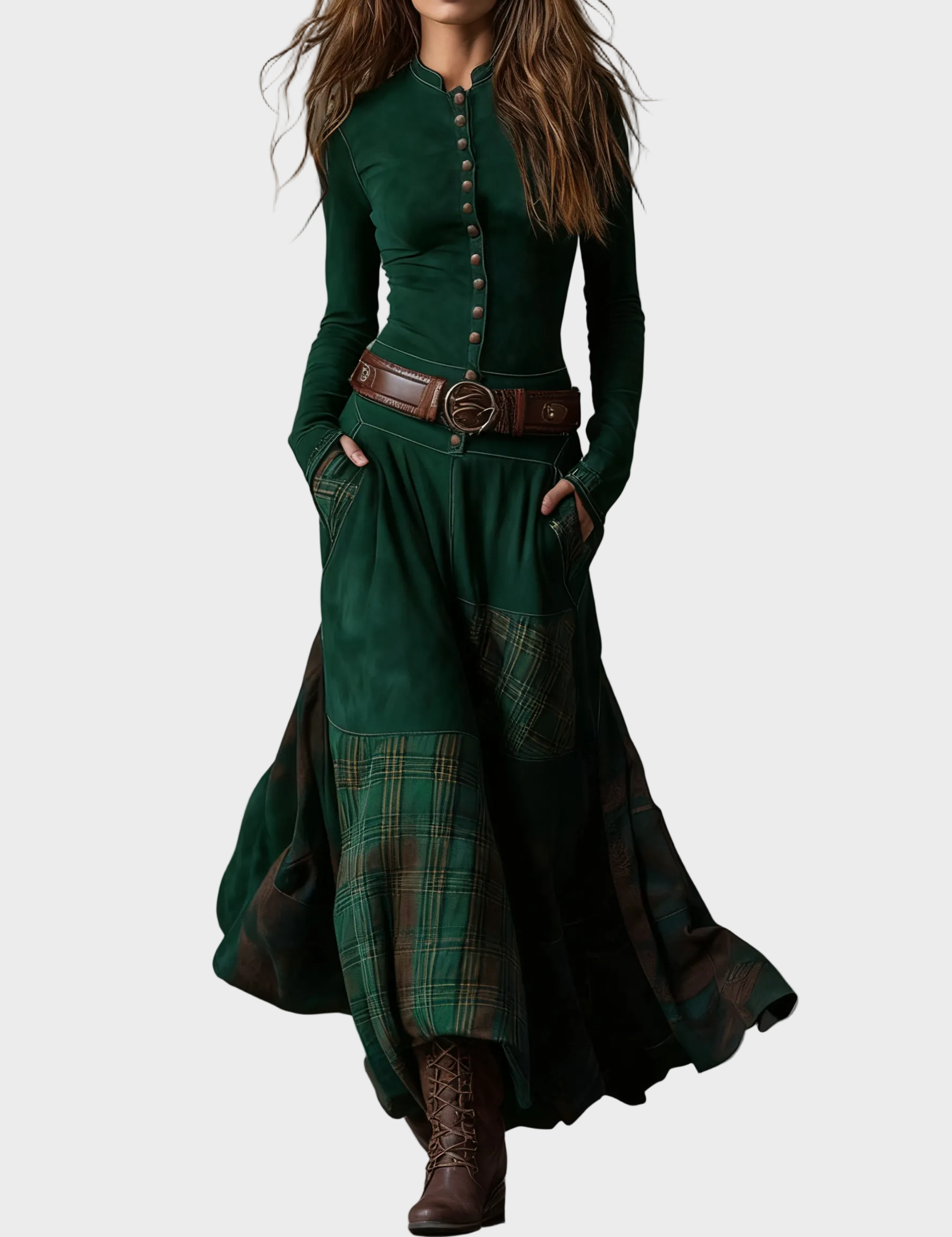 Helena - robe maxi en suédine bleu marine avec ceinture, autre vue