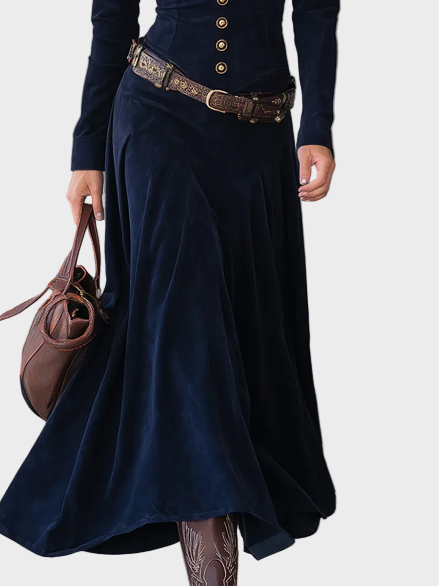 Iwona - robe maxi en suédine avec ceinture, autre vue