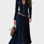 Iwona - robe maxi en suédine avec ceinture | AMORA MODE