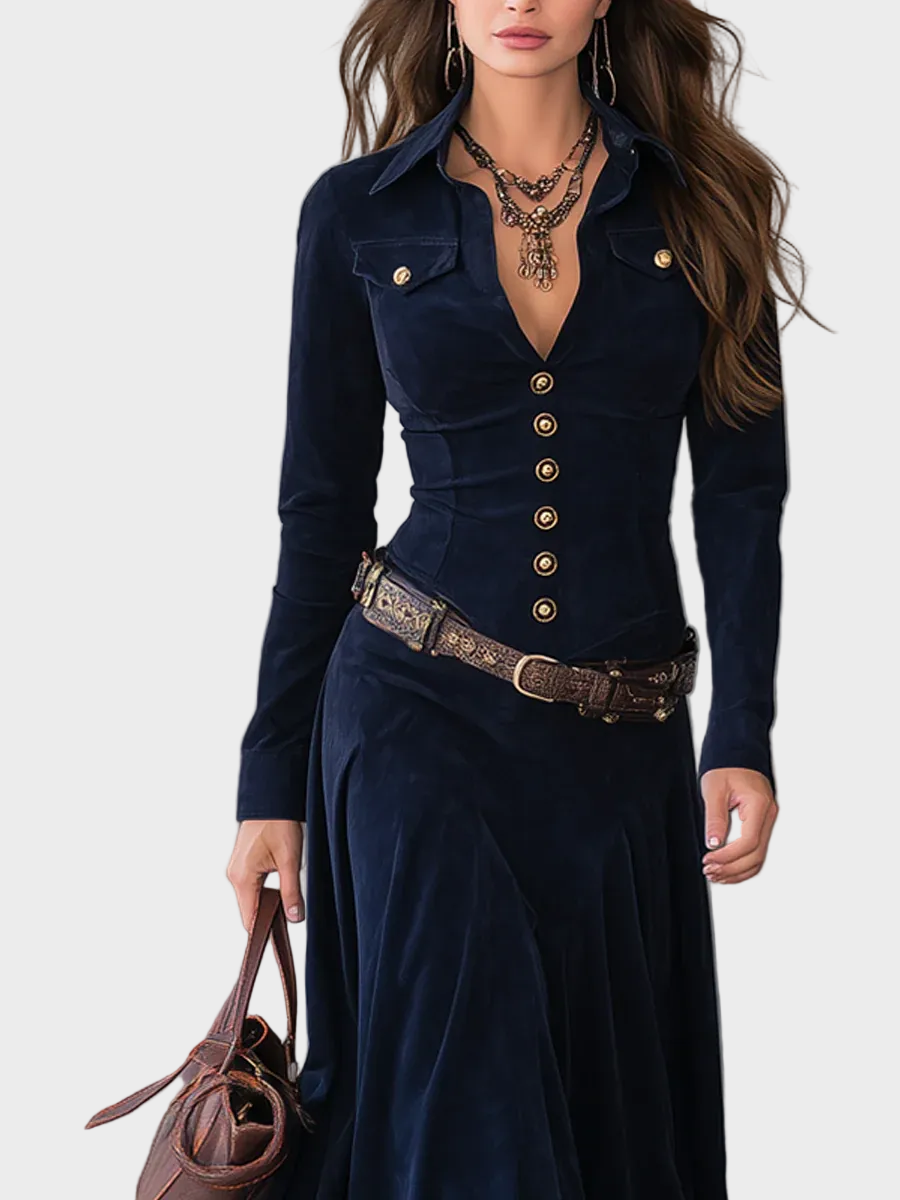 Iwona : robe maxi en suédine avec ceinture, vue détaillée