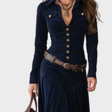 Iwona : robe maxi en suédine avec ceinture, vue détaillée