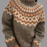 Yssa Pull Islandais Femme – Tricot Mohair 100% Coupe Ample avec Motif Nordique