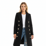 Zylah Manteau Long Femme – Manteau Élégant Boutonné avec Poches & Coupe Allongée