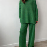 Aria Ensemble Loungewear Femme – Set Tricot Doux à Col Montant & Pantalon Large