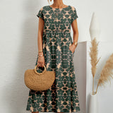 Robe Midi Femme Frances – Élégante Robe Fleurie en Tissu Respirant avec Coupe Féminine