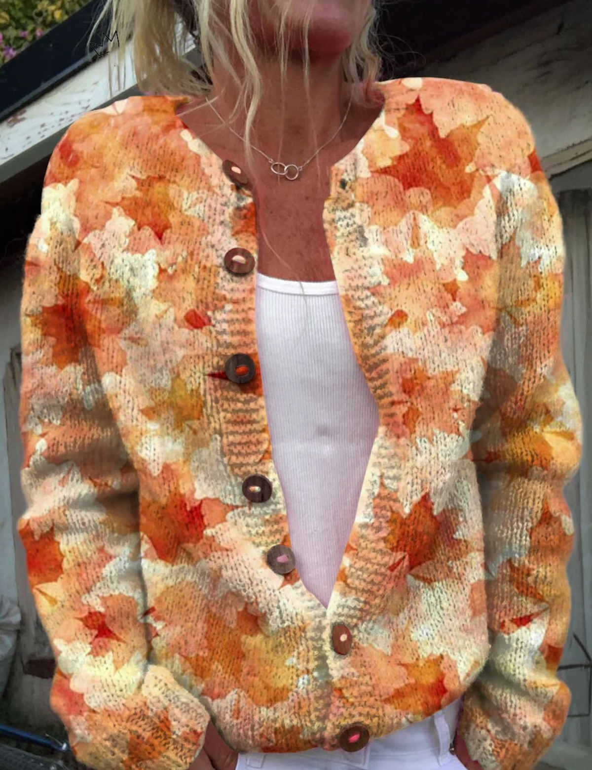 Adrienne - Cardigan à feuilles d'automne - vue d'ensemble