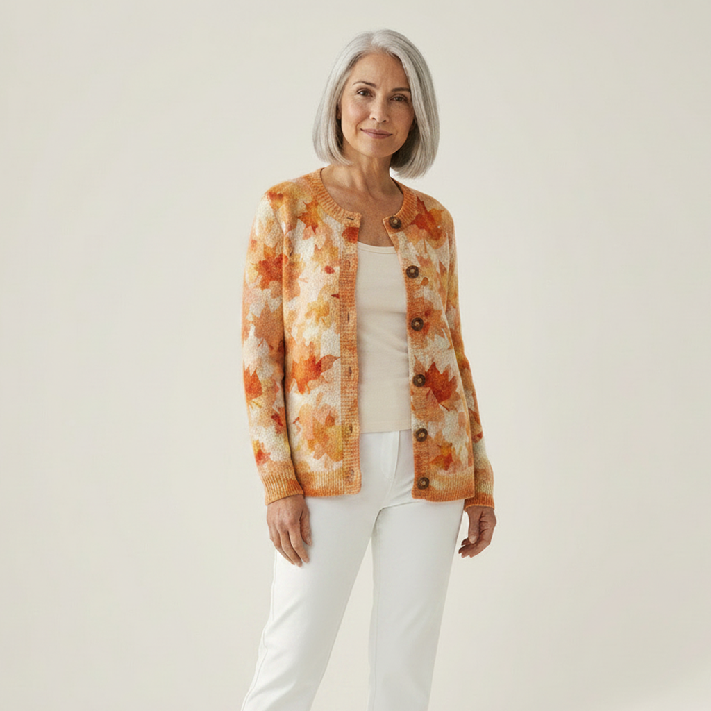 Adrienne - Cardigan à feuilles d'automne - vue de face