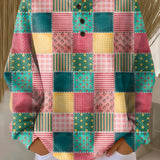 Agnes - Pull patchwork rose et turquoise - vue d'ensemble