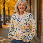 Angèle - Gilet à motif de feuilles multicolores - autre vue