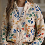 Angèle - Gilet à motif de feuilles multicolores - vue d'ensemble