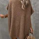 Francesca Robe Tricotée pour Femme – Maille Douce avec Col en V, Coupe Décontractée, Manches Courtes et Poches Avant