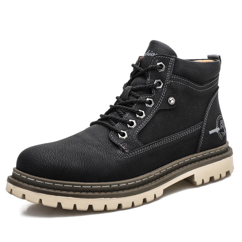 Logan Bottines Homme Robustesse – Similicuir Durable, Semelle Crantée & Lacets