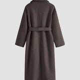Talitha Manteau Long Femme en Laine – Coupe Portefeuille Élégante avec Ceinture