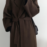 Talitha Manteau Long Femme en Laine – Coupe Portefeuille Élégante avec Ceinture