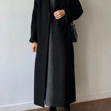 Talitha Manteau Long Femme en Laine – Coupe Portefeuille Élégante avec Ceinture