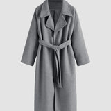 Talitha Manteau Long Femme en Laine – Coupe Portefeuille Élégante avec Ceinture