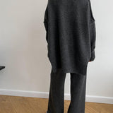 Aria Ensemble Loungewear Femme – Set Tricot Doux à Col Montant & Pantalon Large