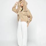 Janelle Veste Femme – Veste en Laine Élégante avec Capuche Doublée de Fourrure