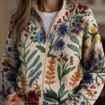 Bérangère - Gilet à motif floral botanique - vue d'ensemble