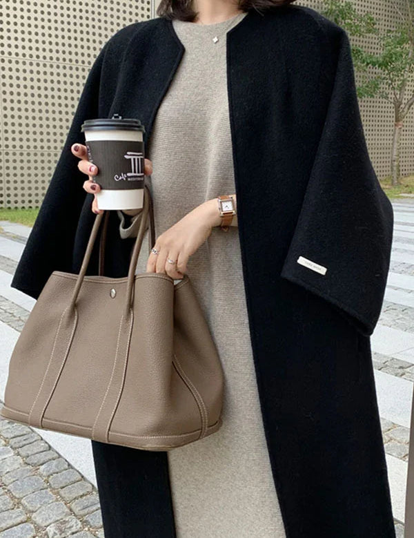 Zareen Manteau Long Femme – Coupe Croisée Élégante Sans Boutons & Style Intemporel