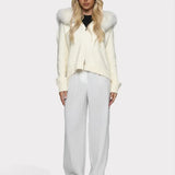 Janelle Veste Femme – Veste en Laine Élégante avec Capuche Doublée de Fourrure